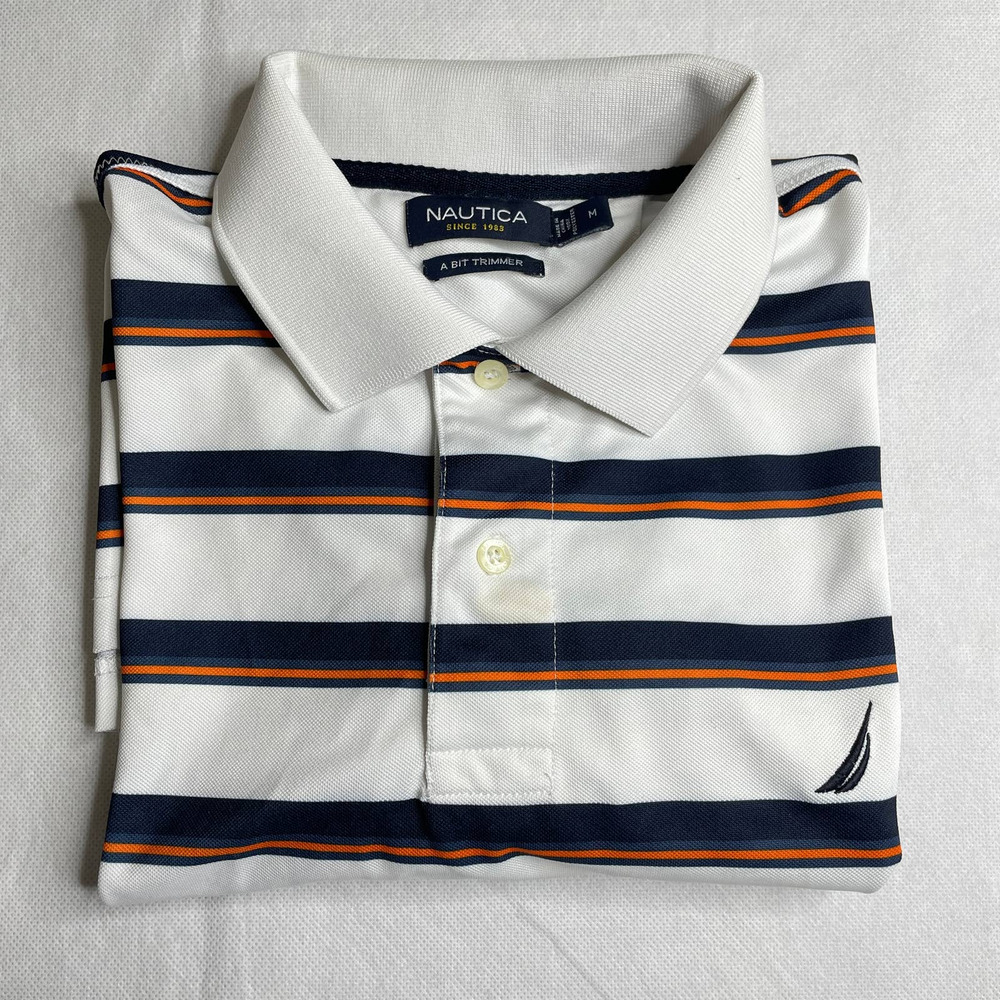 Nautica Men's Polo Shirt Striped Short Sleeve Size Medium